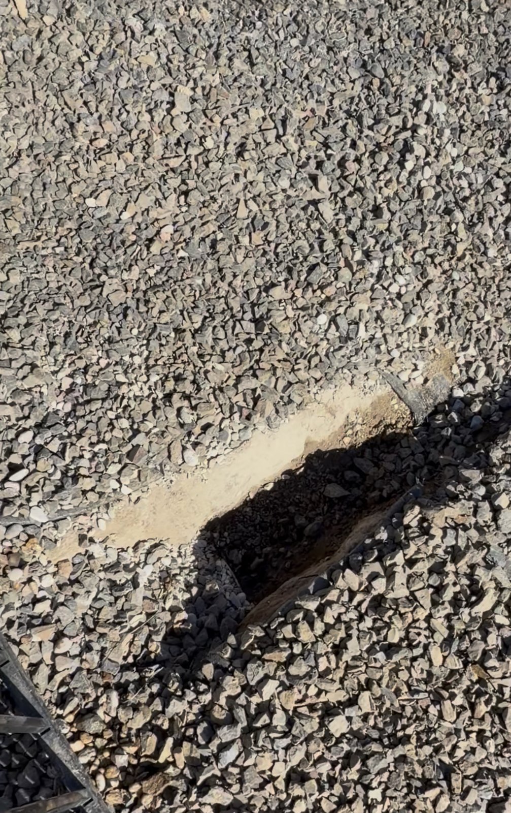 Open trench during drainage installation
